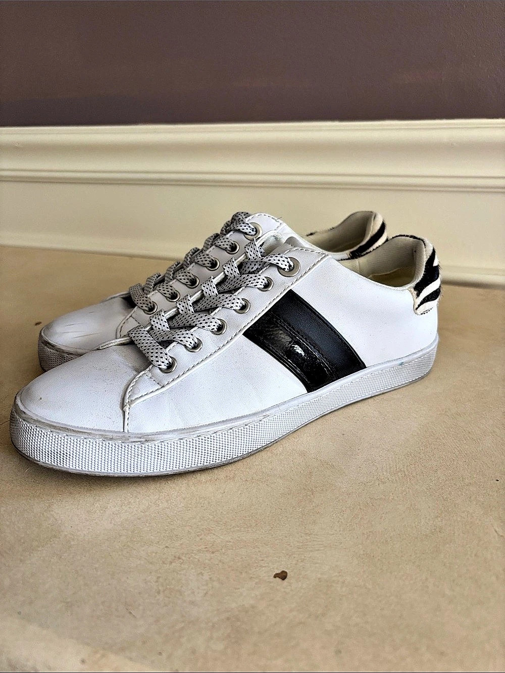 Marc Fisher Women's White & Black Sneakers